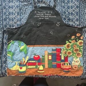 Vintage Colorful School Teacher Apron with Educational Print